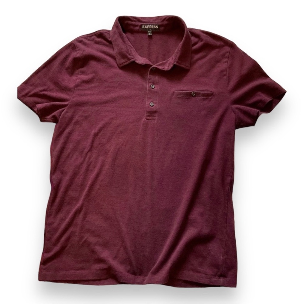 Express Shirt Mens XL Burgundy/Red Short Sleeve Polo